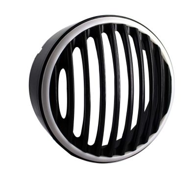 AllExtreme EXHLG1B 7 Inch PVC Headlight Grill Cover with DRL LED Light Compatible for Bullet Classic Electra Standard 350cc 500cc (Blue)