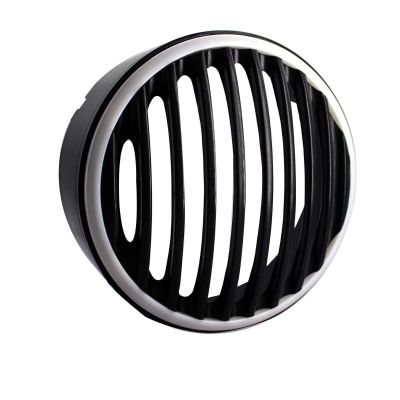 AllExtreme EXHLG1R 7 Inch PVC Headlight Grill Cover Bike with DRL LED Light for Motorcycle (Red)