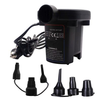 AllExtreme EXCGR308 Quick Fill 12V-DC Car Electric Air Pump with 3 Inflating and 3 Deflating Nozzles, Portable Air Pump for Car Air Mattress, Air Boats, Swimming Rings and Life Jackets