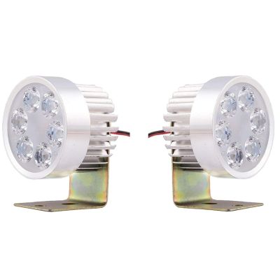 Allextreme EX6FRF2 Universal 6 LED Round Fog Auxiliary Light with Metal Stand for Bikes Motorcycle and Cars (18W, White Light, 2 PCS)
