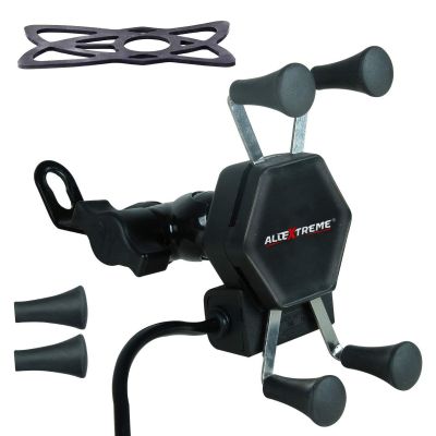 Allextreme AEXL1PH Universal Mobile Mount Cell Phone Holder 360 Rotation Bike Mobile Charger for Motorcycles & Bikes (Black)