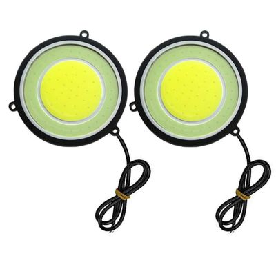 Allextreme EXRTIB2 Round COB LED Switchback DRL Light 2.83" Diameter Side Turn Signal Super Bright Fog Lamp with Indicator for All Cars (20W, White, Ice Blue, 2 PCS)