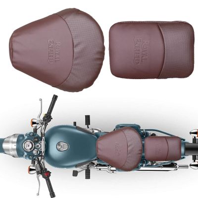 Allextreme PU Leather Seat Cover with Anti Skid Split Cushion Reinforced Stitching Dust Water Resistant for 350cc & 500cc Bullet Classic Models (Brown)