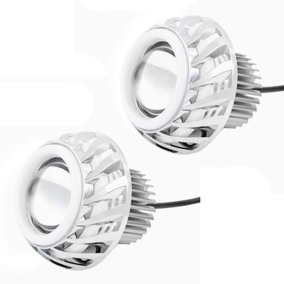 Allextreme 10W High Intensity Led Projector Lamp Stylish Dual Ring COB LED Headlight with Hi/Low Beam and Flasher Function for All Bikes (Blue & Red, 2 Pcs)