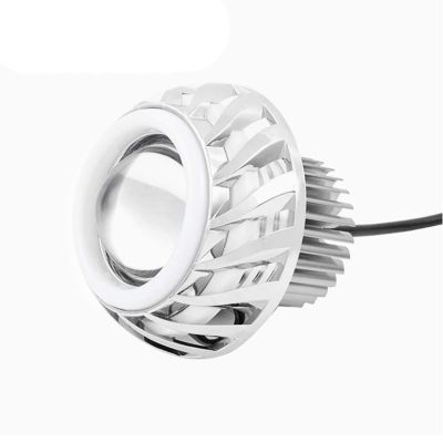 Allextreme 10W High Intensity Led Projector Lamp Stylish Dual Ring COB LED Headlight with Hi/Low Beam and Flasher Function for All Bikes (Red & Blue, 1 Pc)
