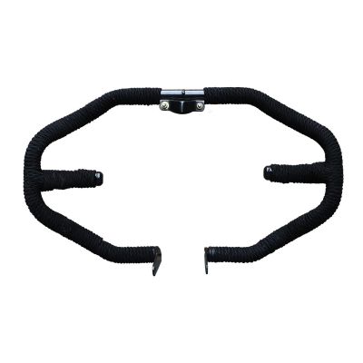 Allextreme EX9SL1B Heavy Duty Metal Leg Guard Front Bike Safety Crash Bar with Wrapped Black Rope Compatible for BS3, BS4 and BS6 Model Royal Enfield Bullet 350cc and 500cc (Black)