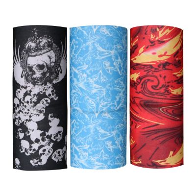 Allextreme Unisex Seamless Bandana Multi Wear Headband Face Mask Cover for Dust & Wind Protection, Bike Riding & Outdoor Sports (3 Pcs, Random Colour & Design)