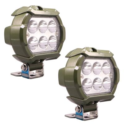 Allextreme EX6LM02 Waterproof 6 LED White Fog Light With Strobe Feature Heavy Duty Work Lamp for Motorcycle Bike Car and SUV (18W, White, 2 Pcs)