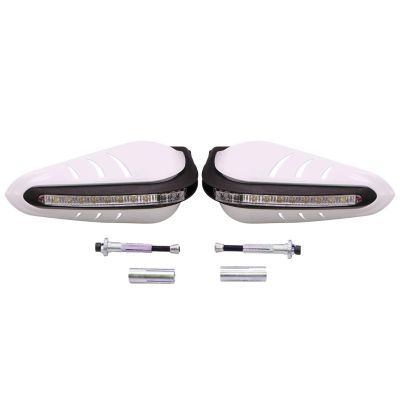 Allextreme EXPH22W 7/8" 22mm Motorcycle Hand Guard with LED Light Universal Bike Handle Protector Shield Handlebar Protection Gear (White), standard