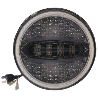 Allextreme EX7IYP1 75W Full Ring Round White LED Headlight 7 Inch Hi/Low Beam Angel Eye Lamp Compatible with Bullet/Harley Davidson/Jeep Wrangler (White & Yellow, Pack of 1)