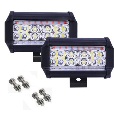 Allextreme EX30F2P 30 LED Fog Light Bar Flood LED Work Multi Rows Amber & White Light Waterproof Driving Lamp Universal for Car Motorcycle Bike (60W, 2 Pcs)