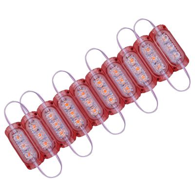 Allextreme EXMIL3R 3 LED Module Light Interior Exterior 12V 5730 Injection Decorative Lamp with Adhesive Backside for Car, Home & Decoration (10 Strips, Red)