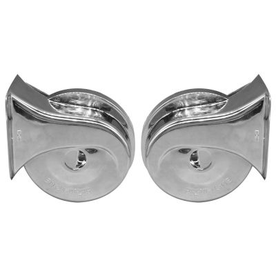 AllExtreme SHONTONE-C SHON CHROME Bike & Car Horns Super Loud Sound Air Siren (12V, Silver, 2 Pcs)