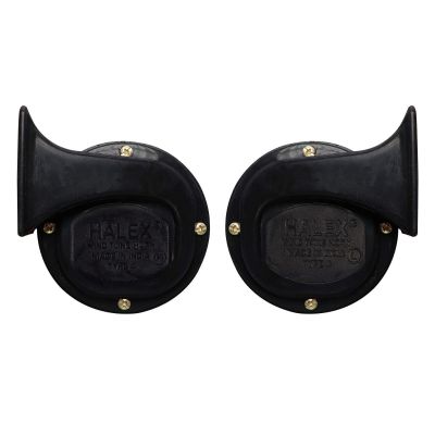 AllExtreme WINDTONE HORN SHON Universal Horns Super Loud Sound Air Siren Ideal Bikes, Cars, Trucks (12V, Black & Gold, 2 Pcs)
