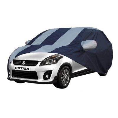 Allextreme ME7005 Car Body Cover Compatible with Maruti Suzuki Ertiga Custom Fit Dustproof UV Heat Resistant Indoor Outdoor Body Protection (Blue and Silver with Mirror)