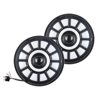 Allextreme EX7WH12 7 Inch Full Ring Round White LED Headlight with Hi/Low Beam White & Yellow Angel Eye Lamp (75W, Pack of 2)