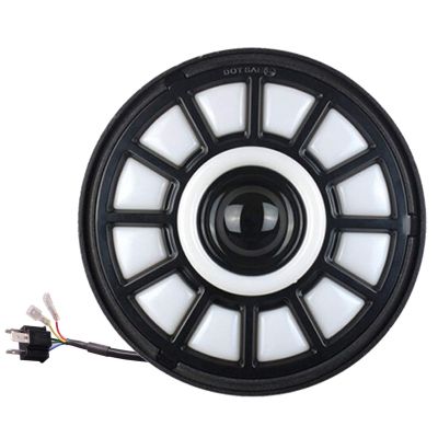 Allextreme EX7WH11 75W LED Headlight with Hi/Low Beam Angel Eye Lamp 7-inch Full Ring Compatible with Bullet Jeep (Pack of 1, White & Yellow)