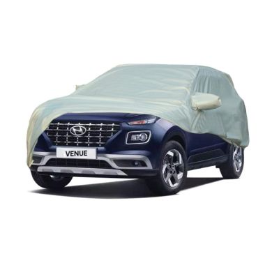 Allextreme HV7003 Car Body Cover Compatible with Hyundai Venue Custom Fit Dustproof UV Heat Resistant Indoor Outdoor Body Protection (Silver)