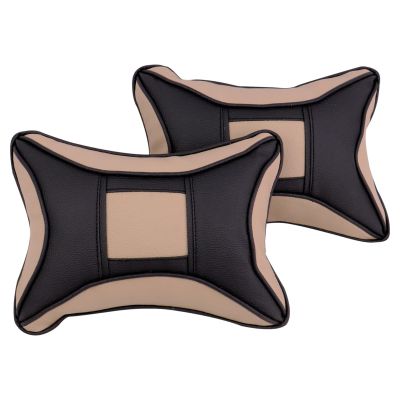 Allextreme EXNP001PU Leather Car Neck Rest Pillows Headrest Cushions Set for all Cars Travel Seat (2 PCS) (Model 1, Random Color)