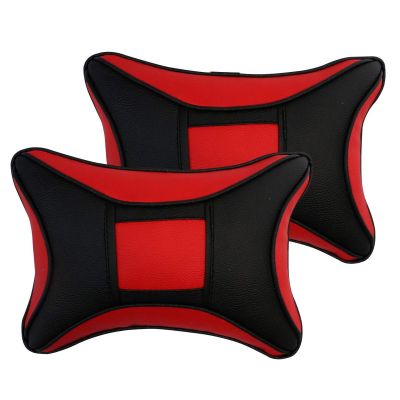 Allextreme EXNP005 PU Leather Car Neck Rest Pillows Headrest Cushions Set for all Cars Travel Seat (2 PCS) (Model 4, Random Color)