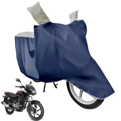 Allextreme L-7015 Full Bike Body Cover Water Resistant Dustproof Rustproof UV Protection Cover Compatible for Pulsar above 180cc and Upto Royal Enfield Bullet Size (Navy Blue & White, Large)