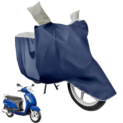 Allextreme S-7015 Full Bike Body Cover Water Resistant Dustproof Rustproof UV Protection Cover Compatible for Activa Maestro Scooty and All Two Wheeler Scooter (Navy Blue & White, Small)