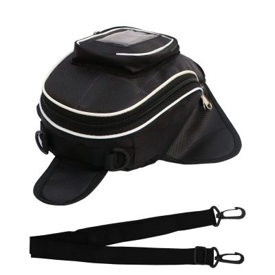 Allextreme EXFTB12 Magnetic Fuel Tank Bag with Night Reflectors & Rain Cover Multi-Pocket Storage Compartments Universal Fit Accessory for All Motorcycles Bike (Black)
