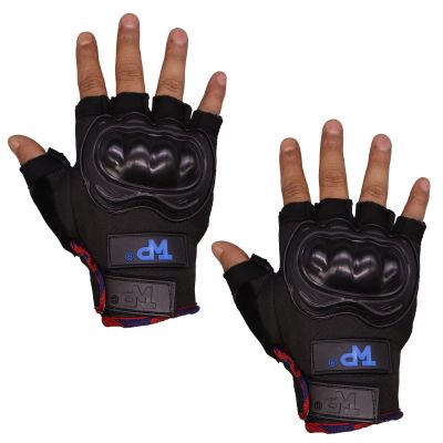 Allextreme EXO2FG09 Probiker Motorcycle Half Finger Riding Gloves for Bike Racing & Sports Hand Glove for Men and Women (XL, Blue)