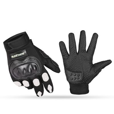 Allextreme EXO2FG08 Probiker Motorcycle Full Finger Riding Gloves for Bike Racing & Sports Hand Glove for Men and Women (XL, White)