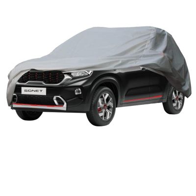 Allextreme KS7002 Car Body Cover Compatible with Kia Sonet Custom Fit Dustproof UV Heat Resistant Indoor Outdoor Body Protection (Silver without Mirror)