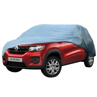 Allextreme RK7001 Car Body Cover Compatible with Renault KWID Custom Fit Dustproof UV Heat Resistant Indoor Outdoor Body Protection (Grey without Mirror)