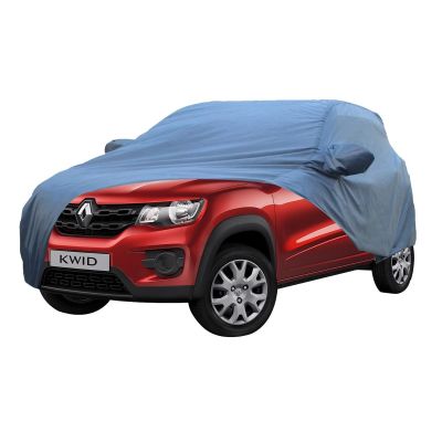 Allextreme RK7006 Car Body Cover Compatible with Renault KWID Custom Fit Dustproof UV Heat Resistant Indoor Outdoor Body Protection (Blue with Mirror)