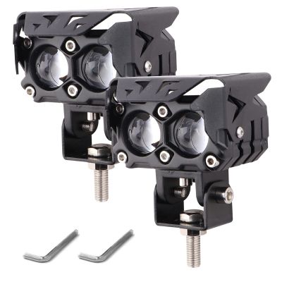 Allextreme EXT20F2 LED Fog Light Spot Beam 20W Projector Lens Heavy Duty Waterproof Driving Lamp for Motorcycle Bike Car SUV (2 Pcs, Yellow & White)