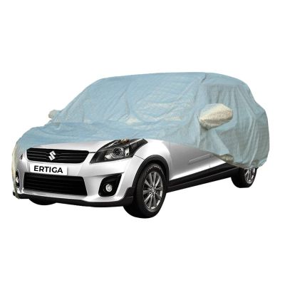 Allextreme ME7007 100% Tested Waterproof Car Body Cover Compatible with Maruti Suzuki Ertiga Custom Fit Dustproof UV Heat Resistant Indoor Outdoor Body Protection (Reflective Silver with Mirror)