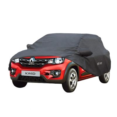 Allextreme RK7004 Car Body Cover Compatible with Renault KWID Custom Fit Dustproof UV Heat Resistant Indoor Outdoor Body Protection (Grey with Mirror)