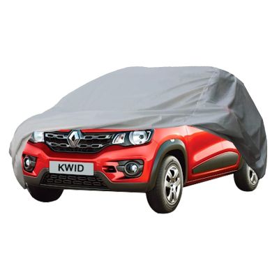 Allextreme RK7002 Car Body Cover Compatible with Renault KWID Custom Fit Dustproof UV Heat Resistant Indoor Outdoor Body Protection (Silver without mirror)