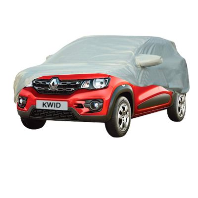 Allextreme RK7003 Car Body Cover Compatible with Renault KWID Custom Fit Dustproof UV Heat Resistant Indoor Outdoor Body Protection (Silver with Mirror)