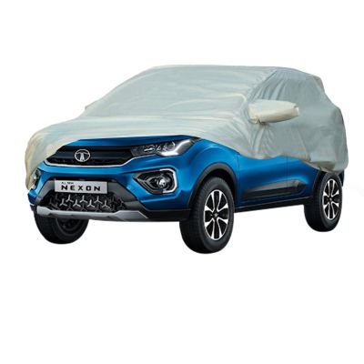 Allextreme TN7003 Car Body Cover Compatible with Tata Nexon Custom Fit Dustproof UV Heat Resistant Indoor Outdoor Body Protection (Silver with Mirror)