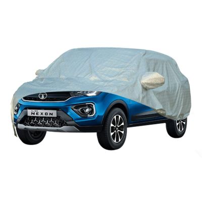 Allextreme TN7007 100% Tested Waterproof Car Body Cover Compatible with Tata Nexon Custom Fit Dustproof UV Heat Resistant Indoor Outdoor Body Protection (Reflective Silver with Mirror)