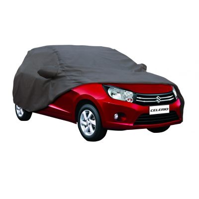 Allextreme MC7004 Car Body Cover Compatible with Maruti Suzuki Celerio Custom Fit Dustproof UV Heat Resistant Indoor Outdoor Body Protection (Grey with Mirror)