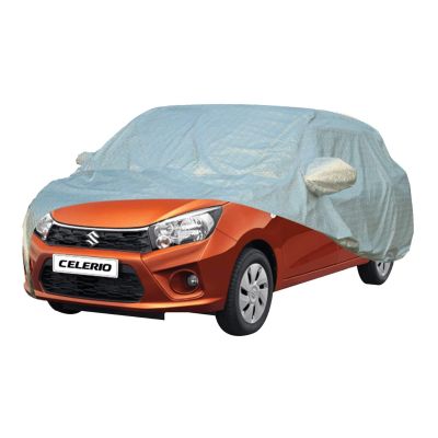 Allextreme MC7007 100% Tested Waterproof Car Body Cover Compatible with Maruti Suzuki Celerio Custom Fit Dustproof UV Heat Resistant Indoor Outdoor Body Protection (Reflective Silver with Mirror)