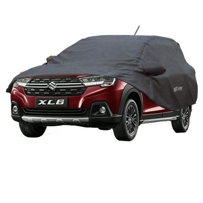 Allextreme MXL67004 Car Body Cover Compatible with Maruti Suzuki XL6 Custom Fit Dustproof UV Heat Resistant Indoor Outdoor Body Protection (Grey with Mirror)
