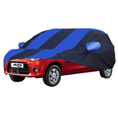Allextreme M85002 Car Body Cover Compatible with Maruti Suzuki Alto 800 Custom Fit Dustproof UV Heat Resistant Indoor Outdoor Body Protection (Navy Blue & Blue with Mirror)