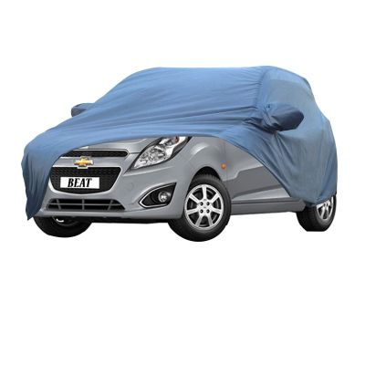Allextreme CB5001 Car Body Cover Compatible with Chevrolet Beat Custom Fit Dustproof UV Heat Resistant Indoor Outdoor Body Protection (Blue with Mirror)