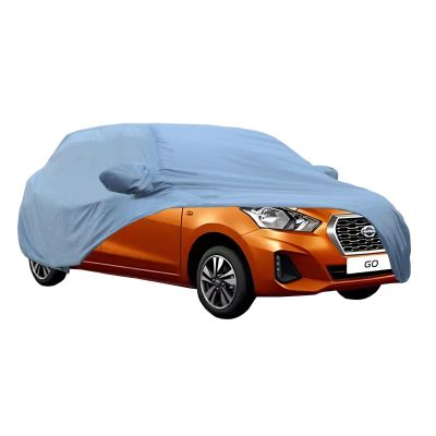 Allextreme DG5001 Car Body Cover Compatible with Datsun Go Custom Fit Dustproof UV Heat Resistant Indoor Outdoor Body Protection (Blue with Mirror)