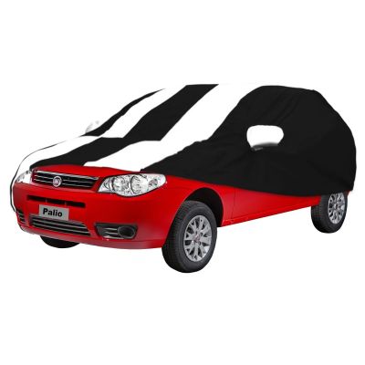 Allextreme FPU5006 Car Body Cover Compatible with Fiat Palio Custom Fit Dustproof UV Heat Resistant Indoor Outdoor Body Protection (Black & White with Mirror)
