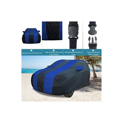 Allextreme MCU5002 Car Body Cover Compatible with Maruti Suzuki Celerio Custom Fit Dustproof UV Heat Resistant Indoor Outdoor Body Protection (Navy Blue & Blue with Mirror)
