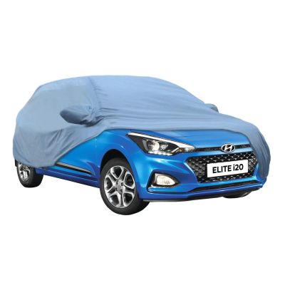 Allextreme HEV5001 Car Body Cover Compatible with Hyundai Elite i20 Custom Fit Dustproof UV Heat Resistant Indoor Outdoor Body Protection (Blue with Mirror)