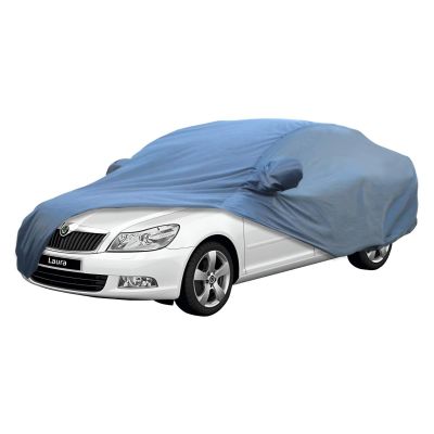 Allextreme SLE5001 Car Body Cover Compatible with Skoda Laura Custom Fit Dustproof UV Heat Resistant Indoor Outdoor Body Protection (Blue with Mirror)