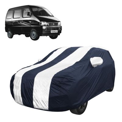 Allextreme MVG5005 Car Body Cover Compatible with Maruti Suzuki Versa Custom Fit Dustproof UV Heat Resistant Indoor Outdoor Body Protection (Navy Blue & White with Mirror)
